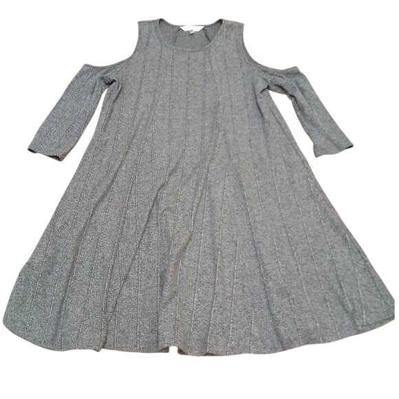 2/$12 BCBGeneration Women's Small Swing Dress Gray Cold Shoulder Half Sleeve - Picture 1 of 3